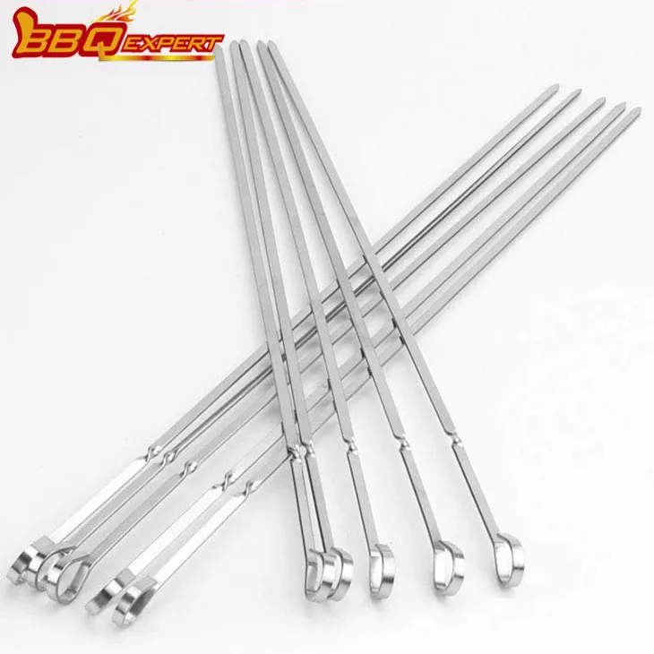 Dikkere platte barbecuestokken in roestvrijstalen barbecuespiesenset